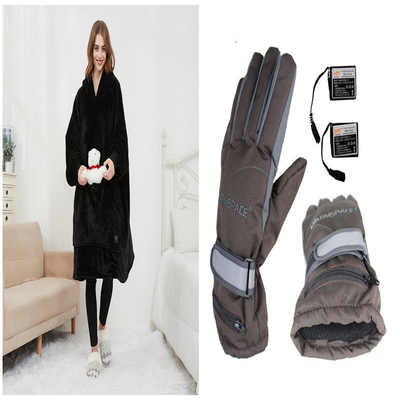 USB Heated Wearable Blanket Oversized Lazy Hoodie With Large Heating