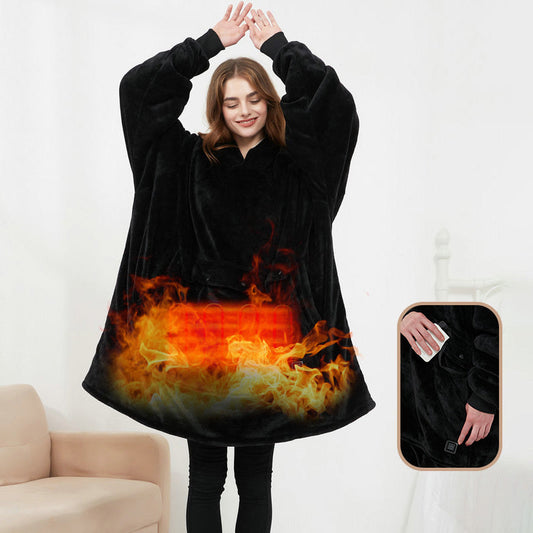 USB Heated Wearable Blanket Oversized Lazy Hoodie With Large Heating