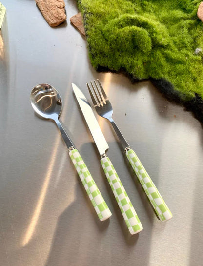Modern Checkered Flatware Sets