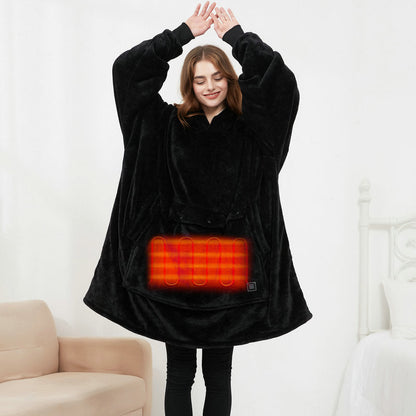 USB Heated Wearable Blanket Oversized Lazy Hoodie With Large Heating