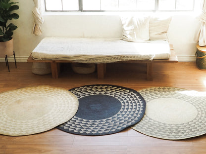 Round Woven Tan Area Rug
