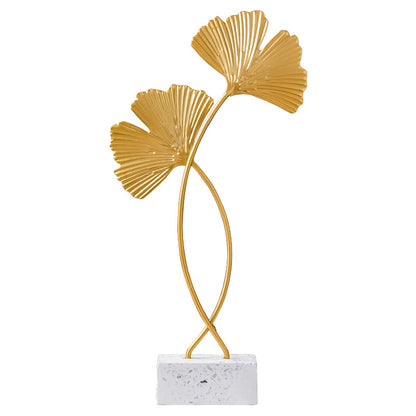 Marble Base Ginkgo Leaf Metal Ornaments