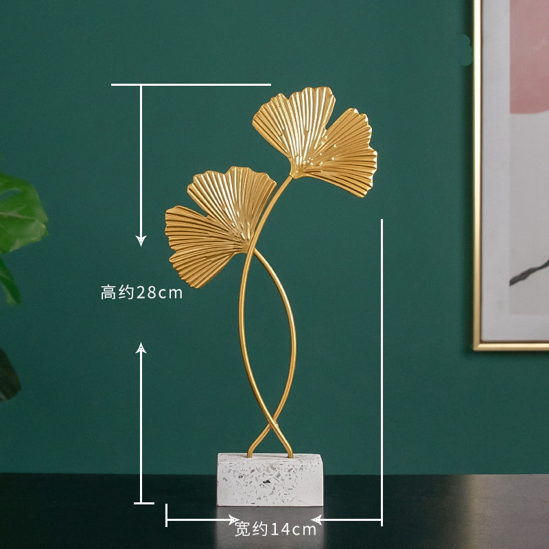 Marble Base Ginkgo Leaf Metal Ornaments
